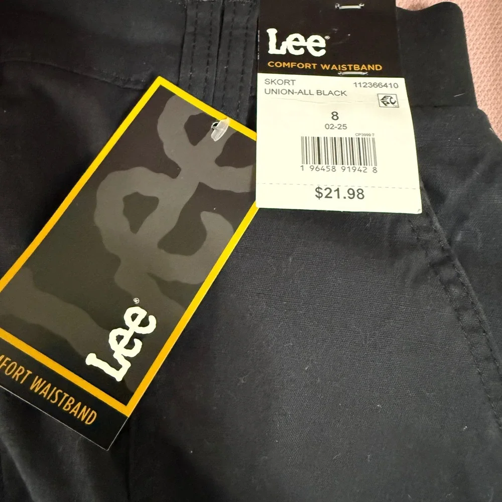Lee Comfort Waistband Skort Union-All Black Size 8 112366410 New With Tags